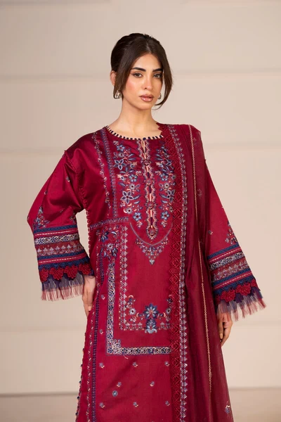 RTS | SHIRT, TROUSER & DUPATTA  -  SF-02-26-Red
