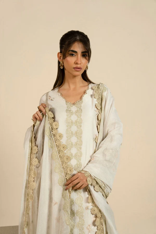 RTS | SHIRT, TOUSER & DUPATTA - SF-06-26-Off-white