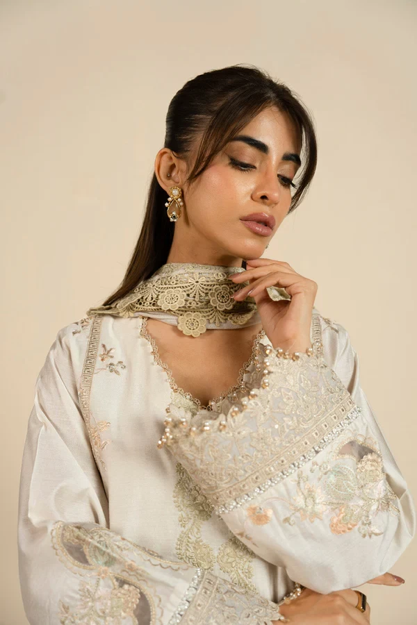 RTS | SHIRT, TOUSER & DUPATTA - SF-06-26-Off-white