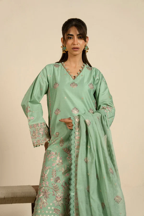 RTS | SHIRT, TOUSER & DUPATTA - SF-07-26-Green