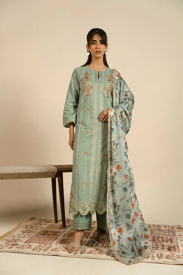 RTS | SHIRT, TOUSER & DUPATTA  -  SF-12-26-Green