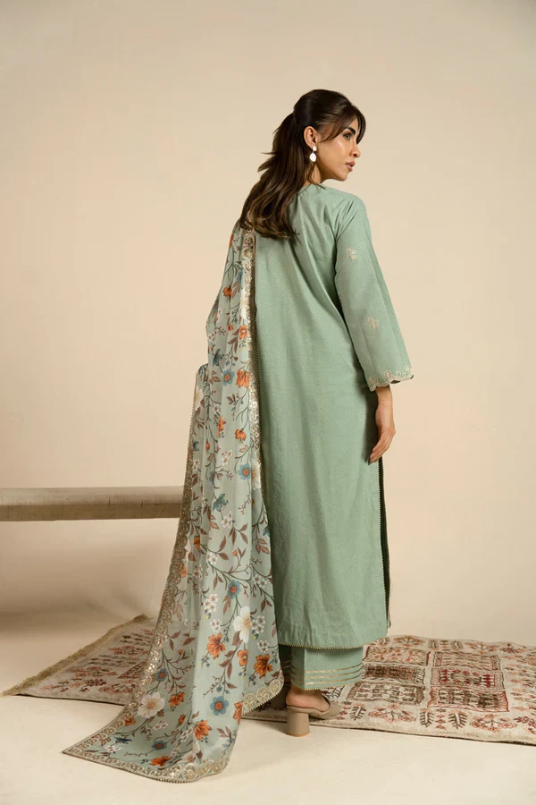 RTS | SHIRT, TOUSER & DUPATTA  -  SF-12-26-Green