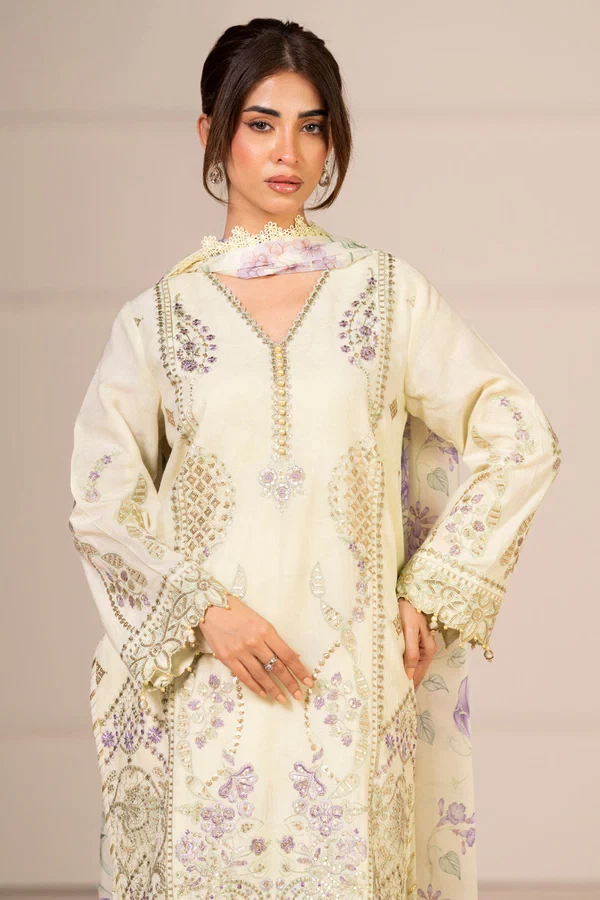RTS | SHIRT, TOUSER & DUPATTA - SF-13-26-Cream