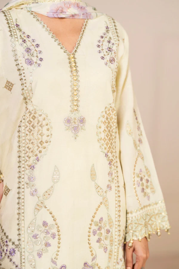 RTS | SHIRT, TOUSER & DUPATTA - SF-13-26-Cream