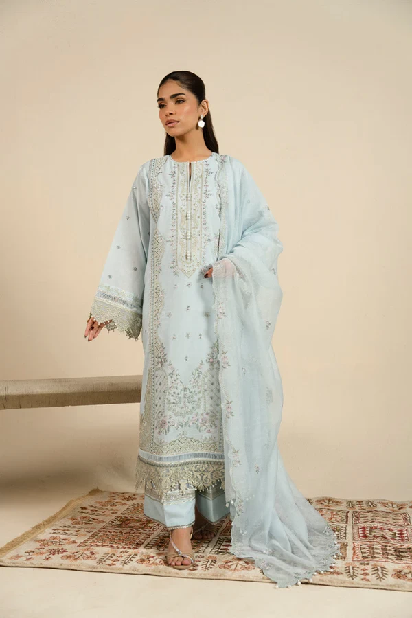 RTS | SHIRT, TOUSER & DUPATTA - SF-17-26-Light Blue