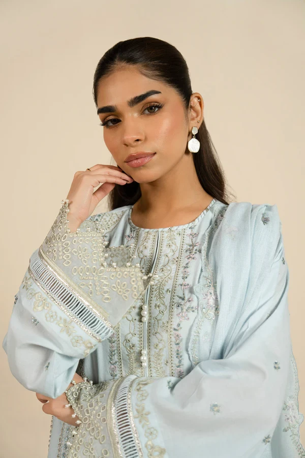 RTS | SHIRT, TOUSER & DUPATTA - SF-17-26-Light Blue