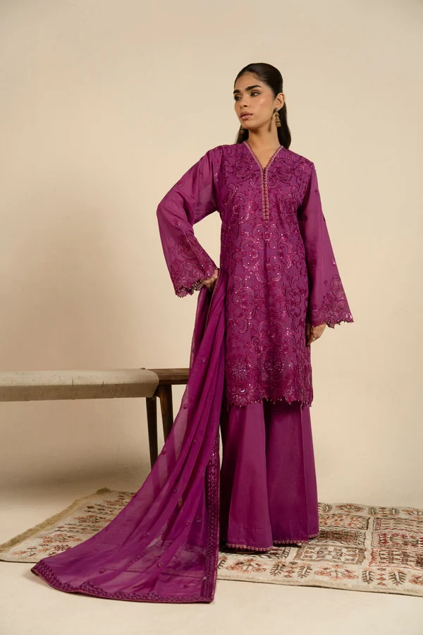 RTS | SHIRT, TOUSER & DUPATTA - SF-26-26-Magenta