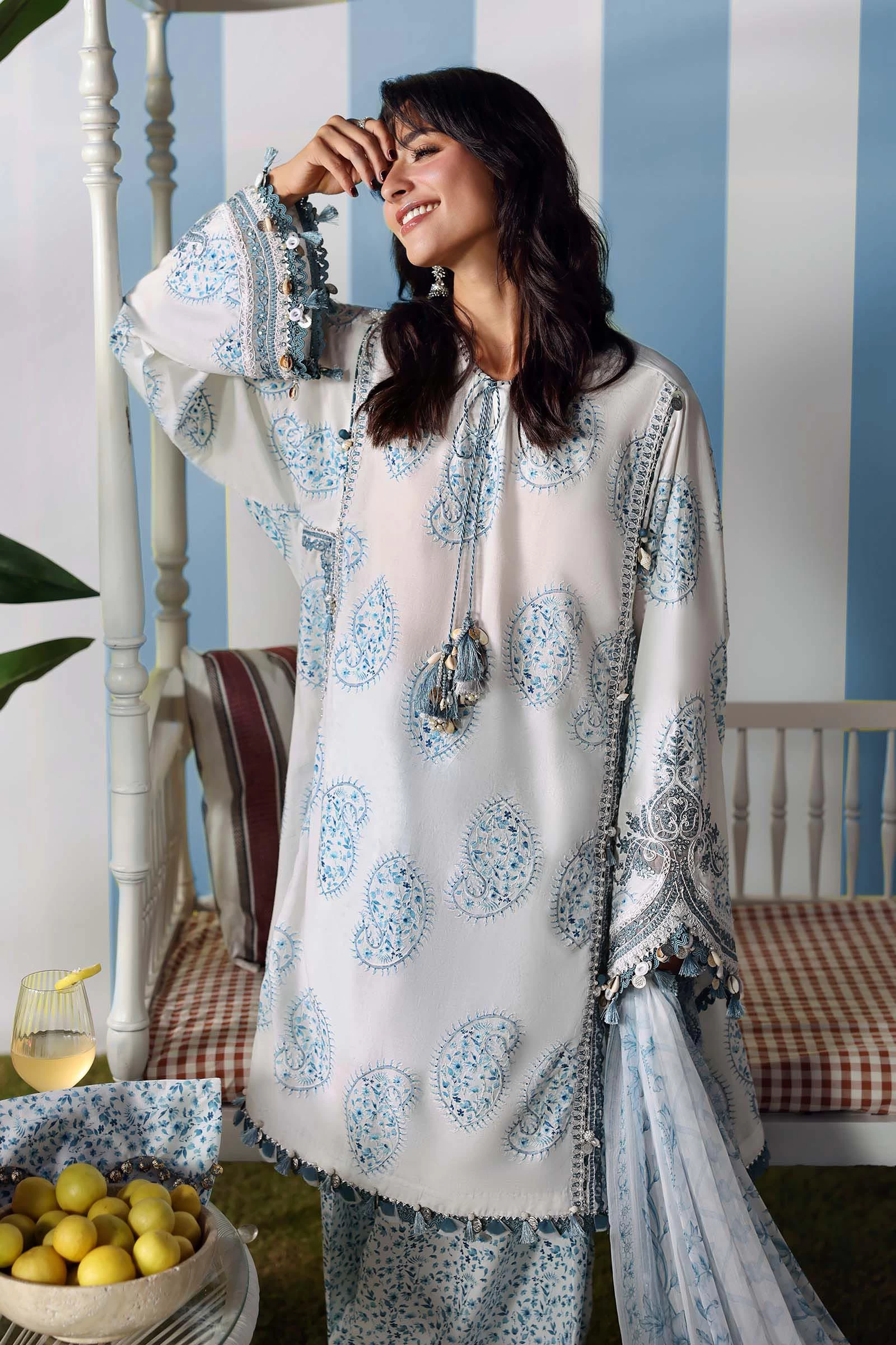 3 Piece Unstitched Embroidered Lawn Suit - MPT-3009-A