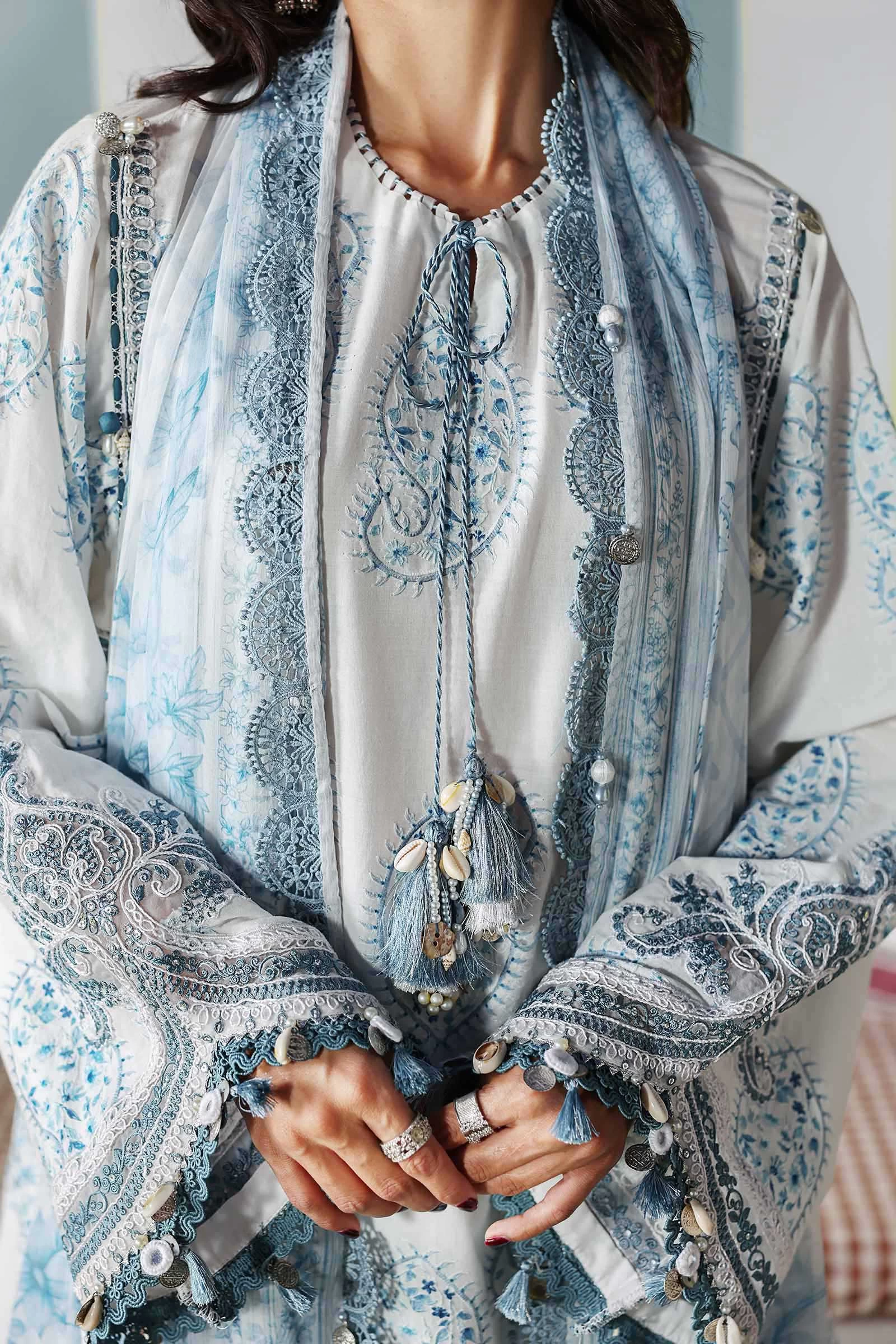 3 Piece Unstitched Embroidered Lawn Suit - MPT-3009-A