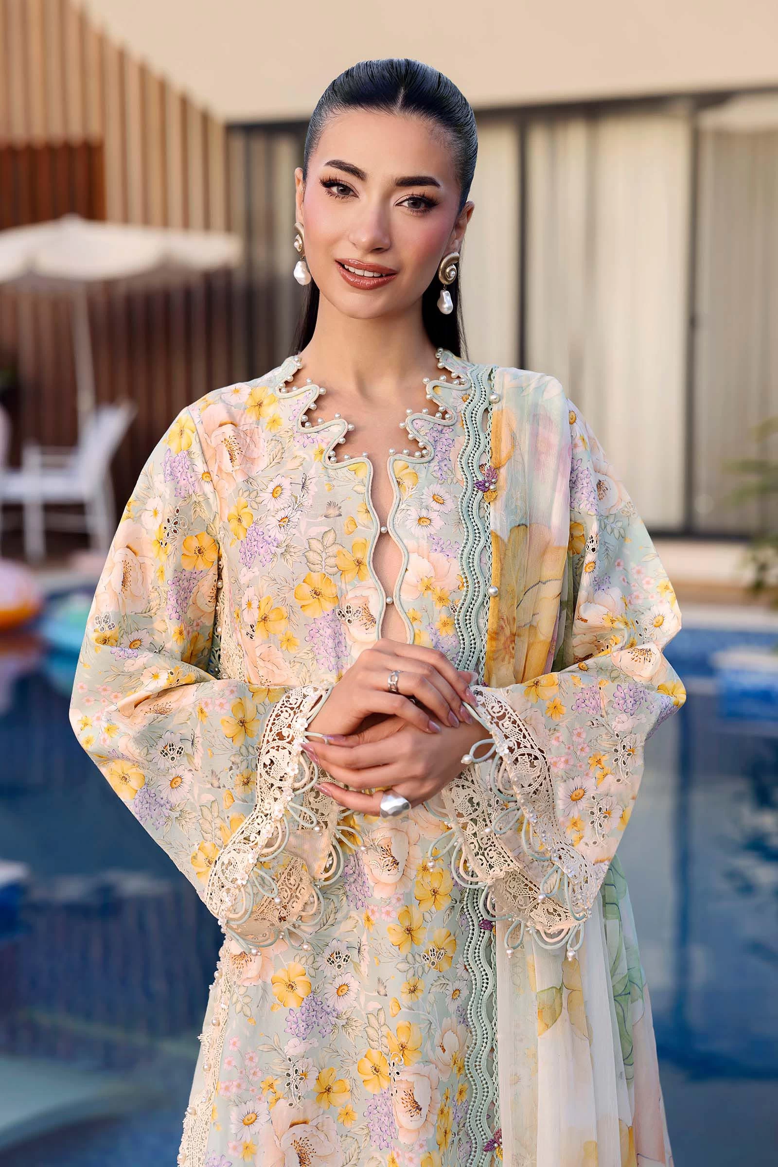 3 Piece  Embroidered Lawn Suit - MPT-3007-A