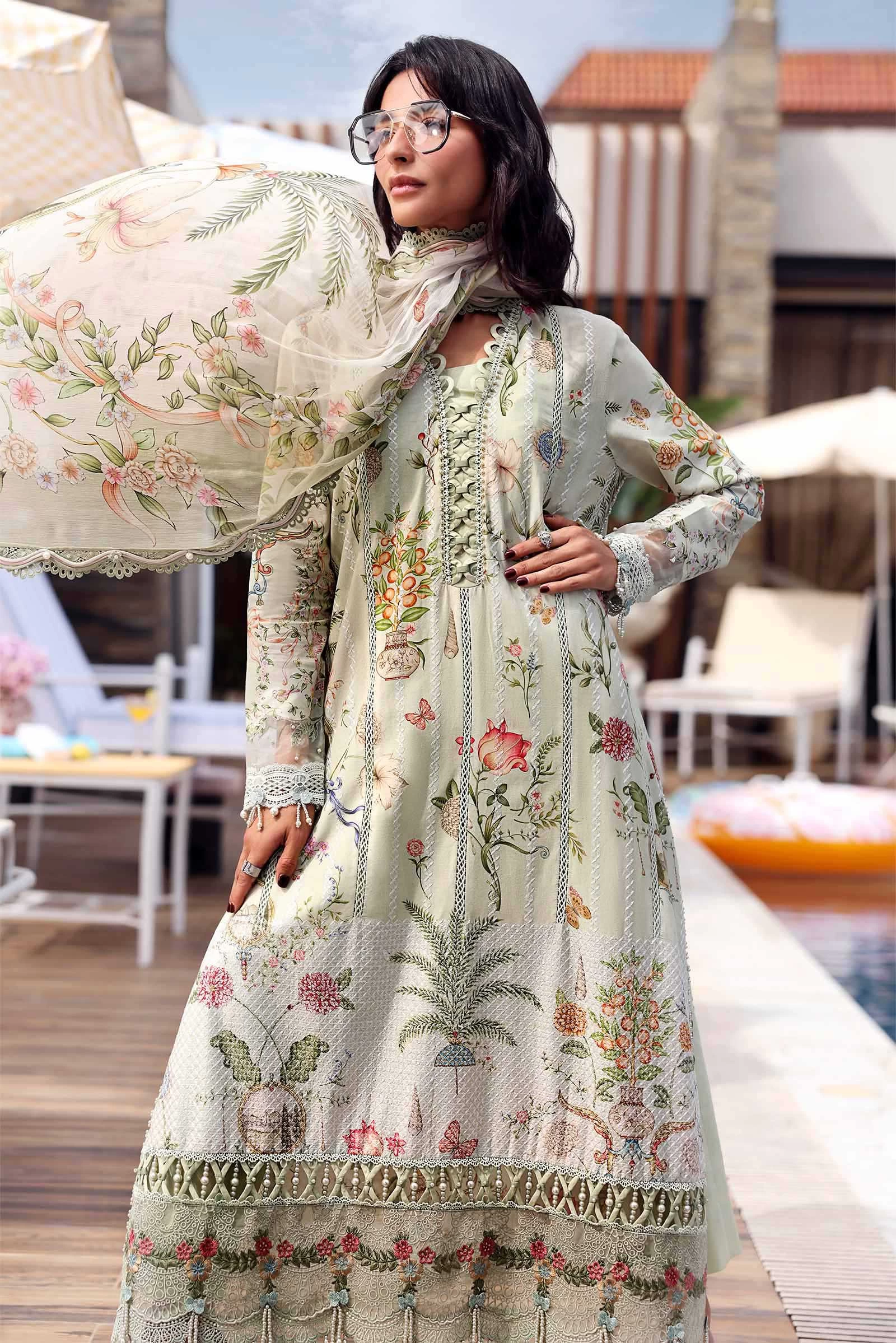 3 Piece  Embroidered Lawn Suit - MPT-3004-B