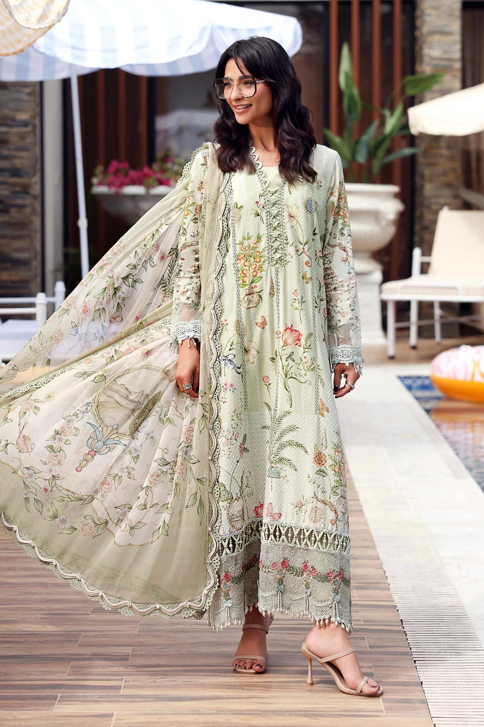 3 Piece  Embroidered Lawn Suit - MPT-3004-B