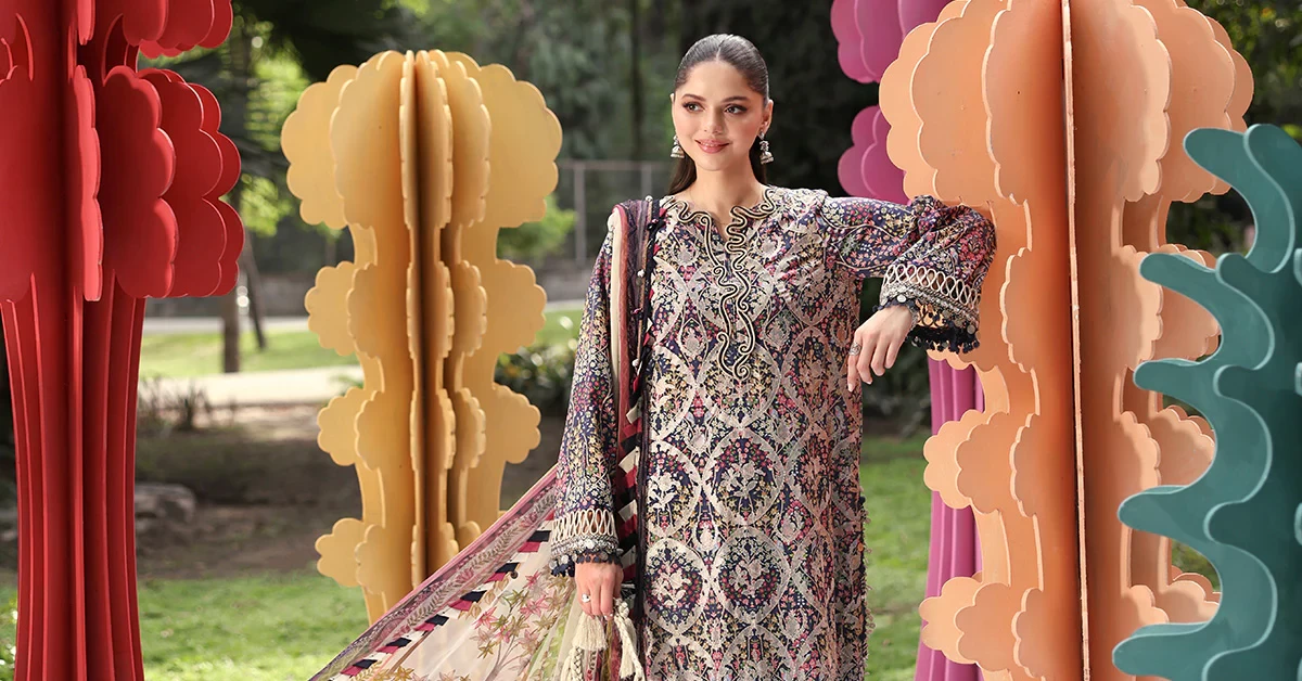 3 Piece Embroidered Lawn Suit - MPT-3003-B