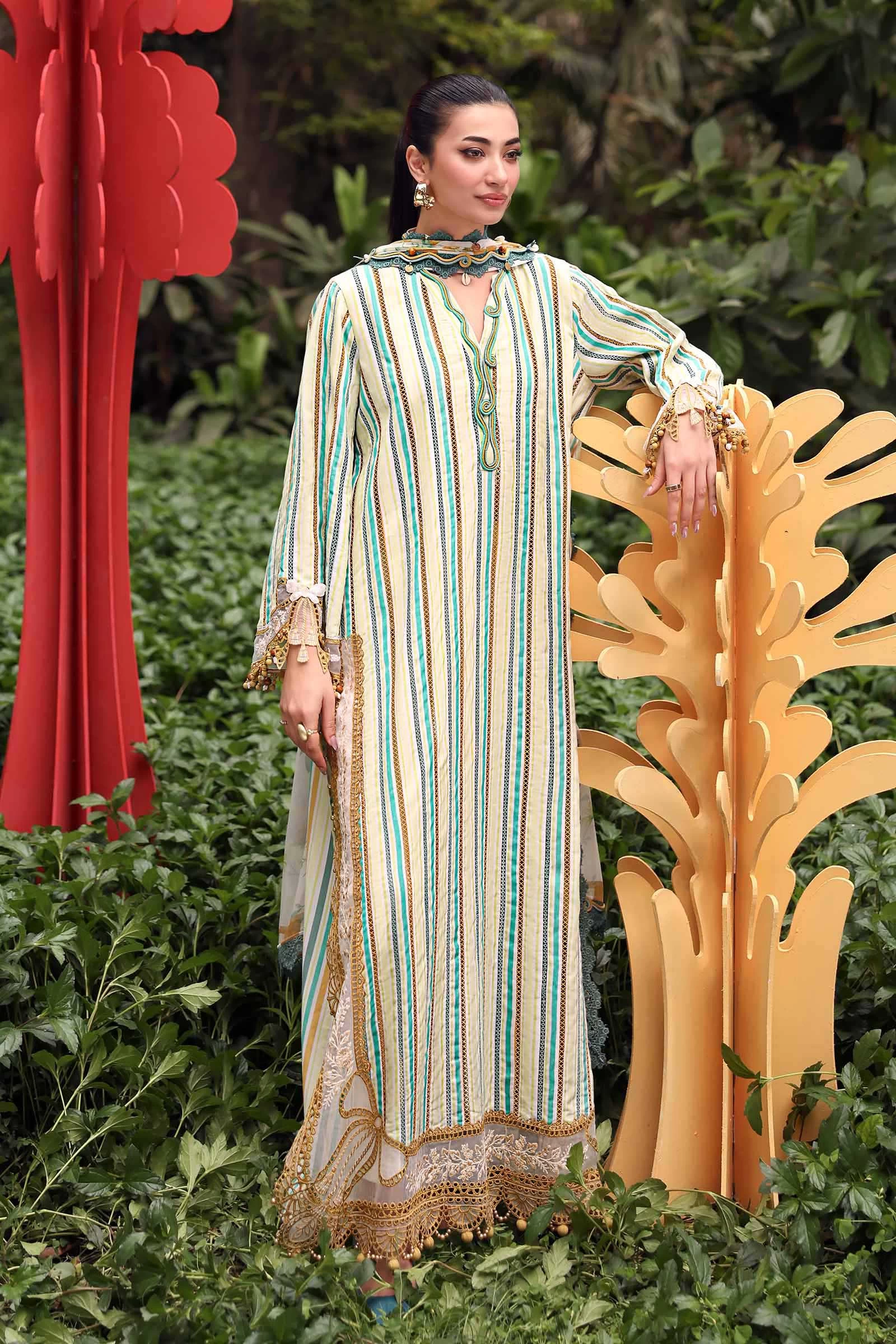 3 Piece  Embroidered Jacquard Suit - MPT-3002-B