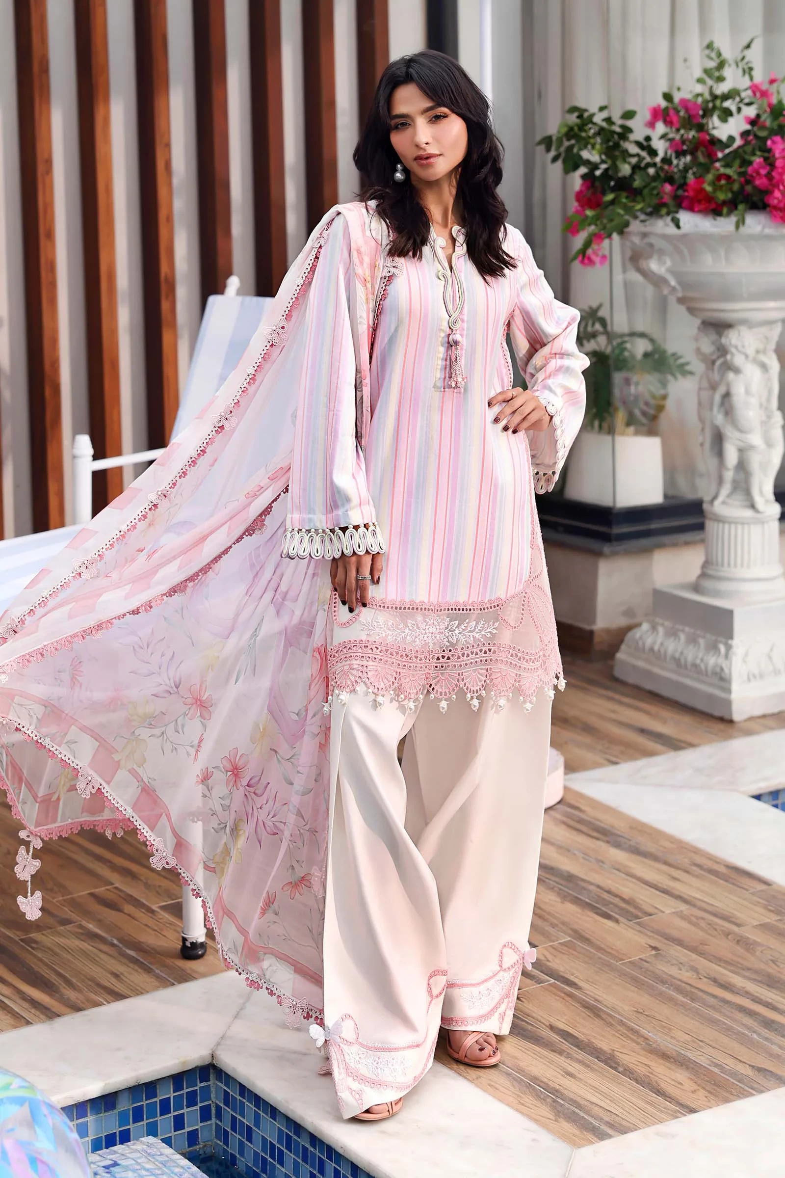 3 Piece  Embroidered Jacquard Suit - MPT-3002-A