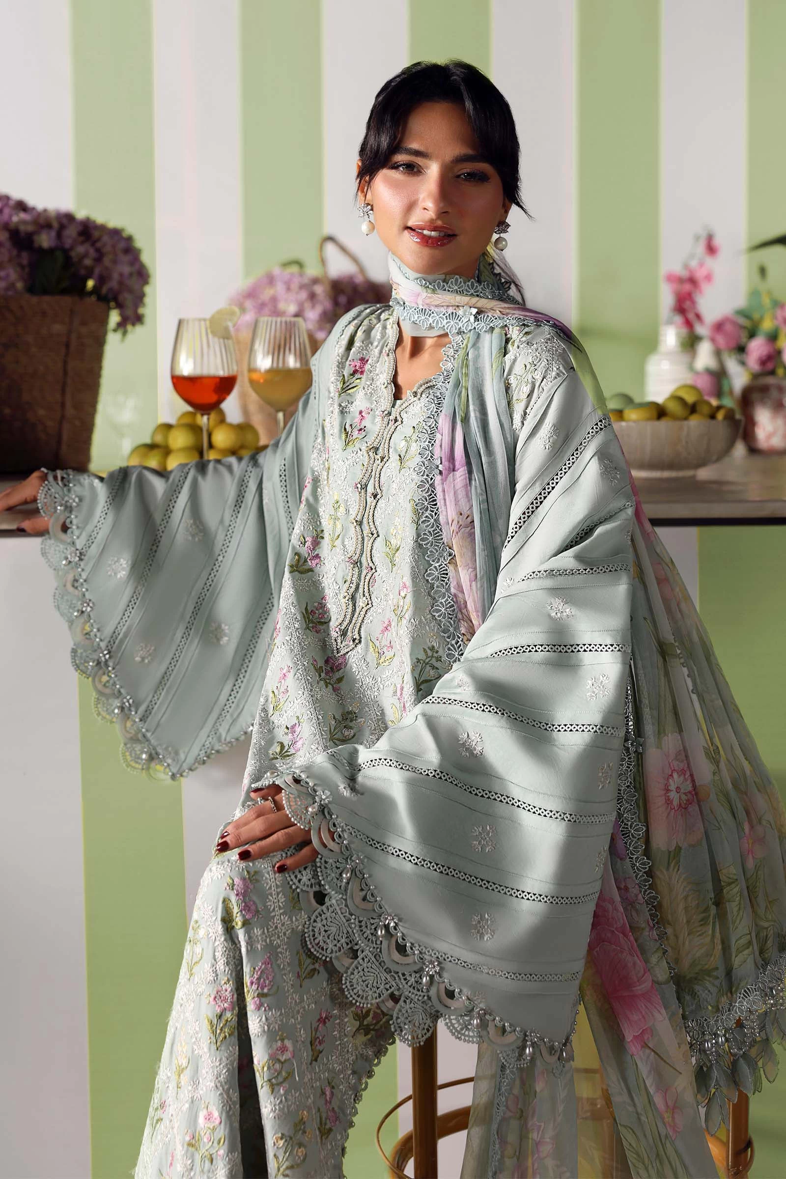 3 Piece  Embroidered Lawn Suit - MPT-3001-B