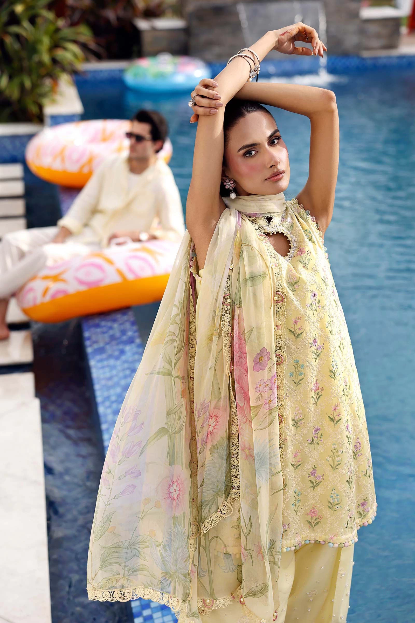 3 Piece  Embroidered Lawn Suit - MPT-3001-A