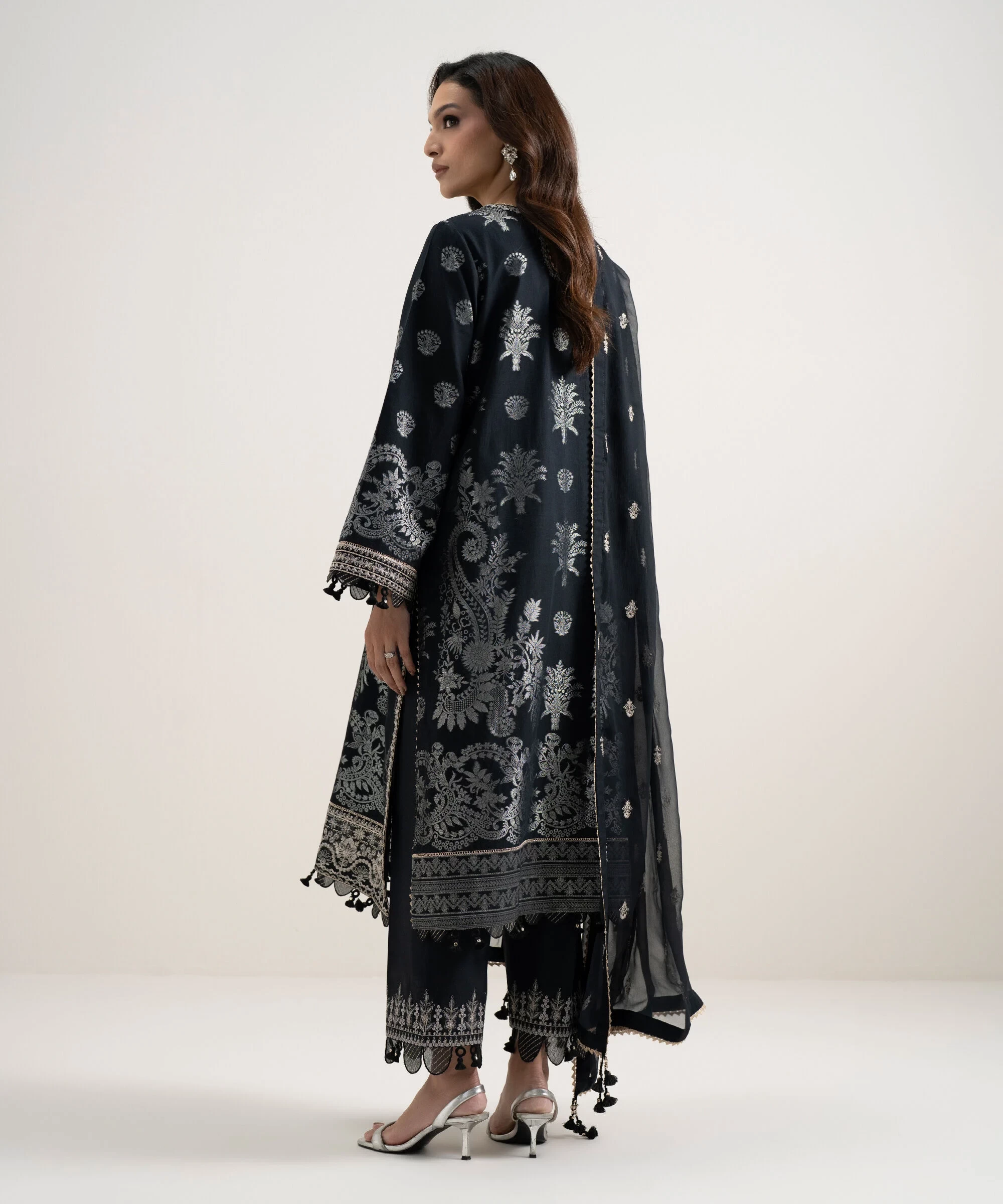 3 Piece Embroidered Jacquard Suit - U3FELXS26V29