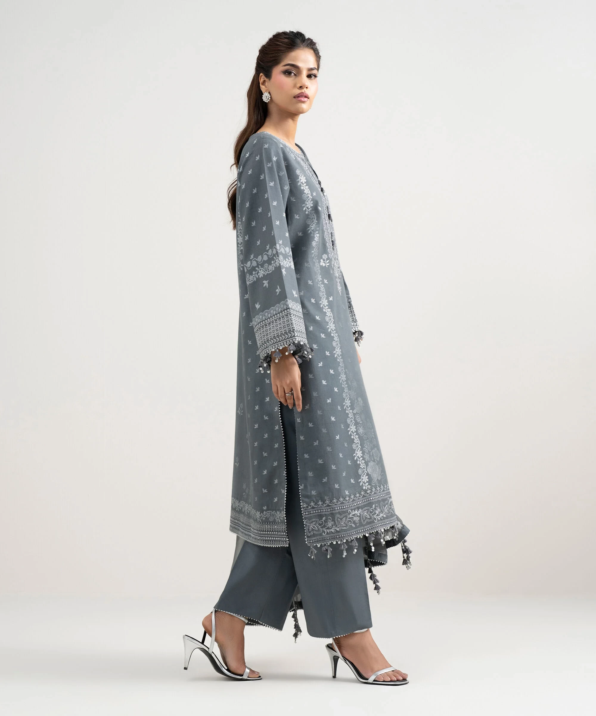 3 Piece Embroidered Jacquard Suit - 3FELXS26V418