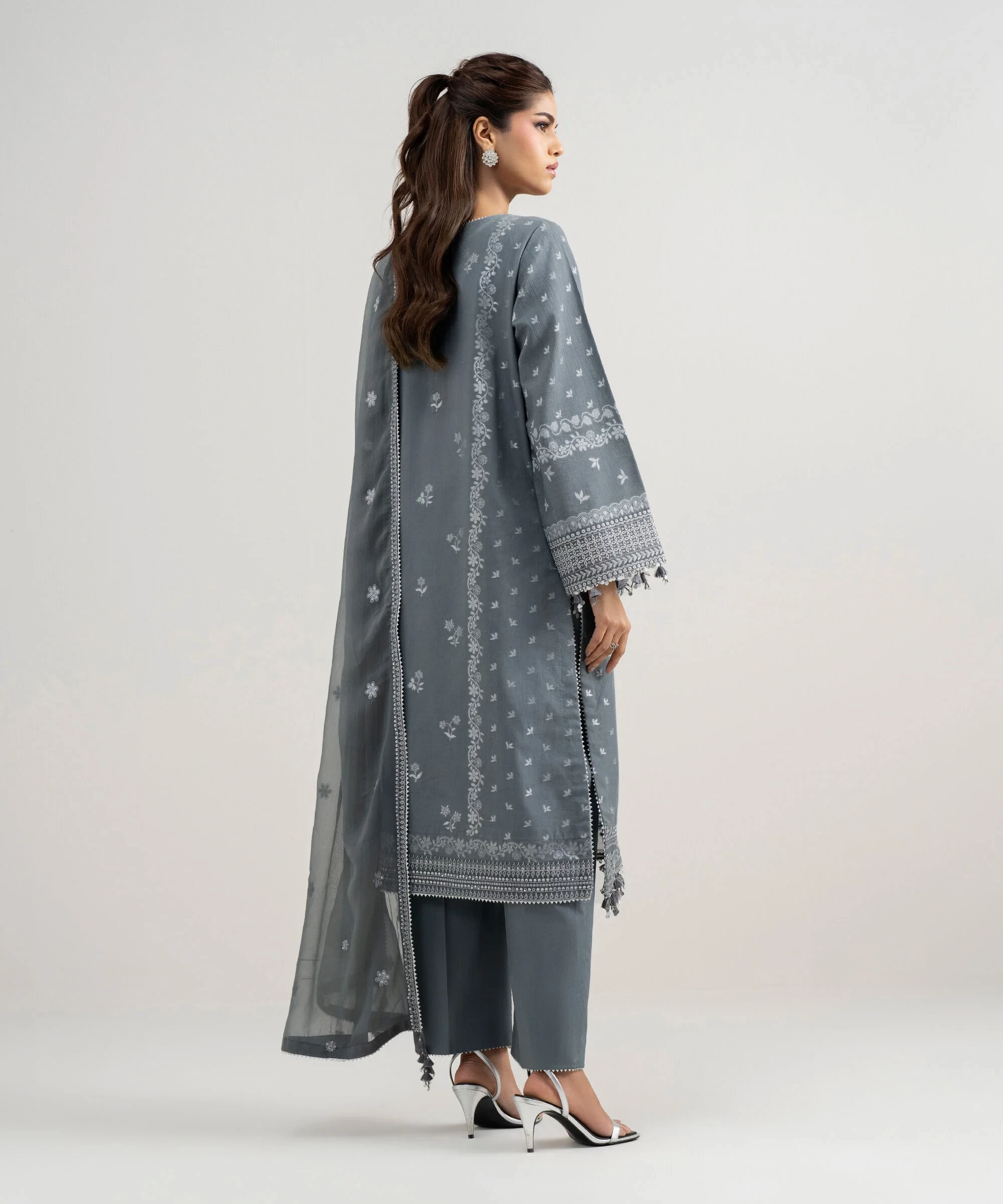 3 Piece Embroidered Jacquard Suit - 3FELXS26V418