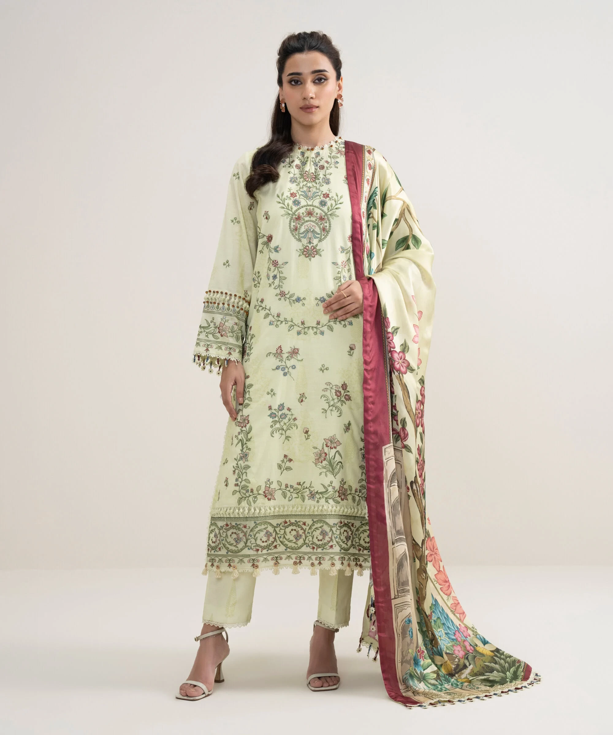 3 Piece Embroidered Lawn Suit - 3PESUS26V312