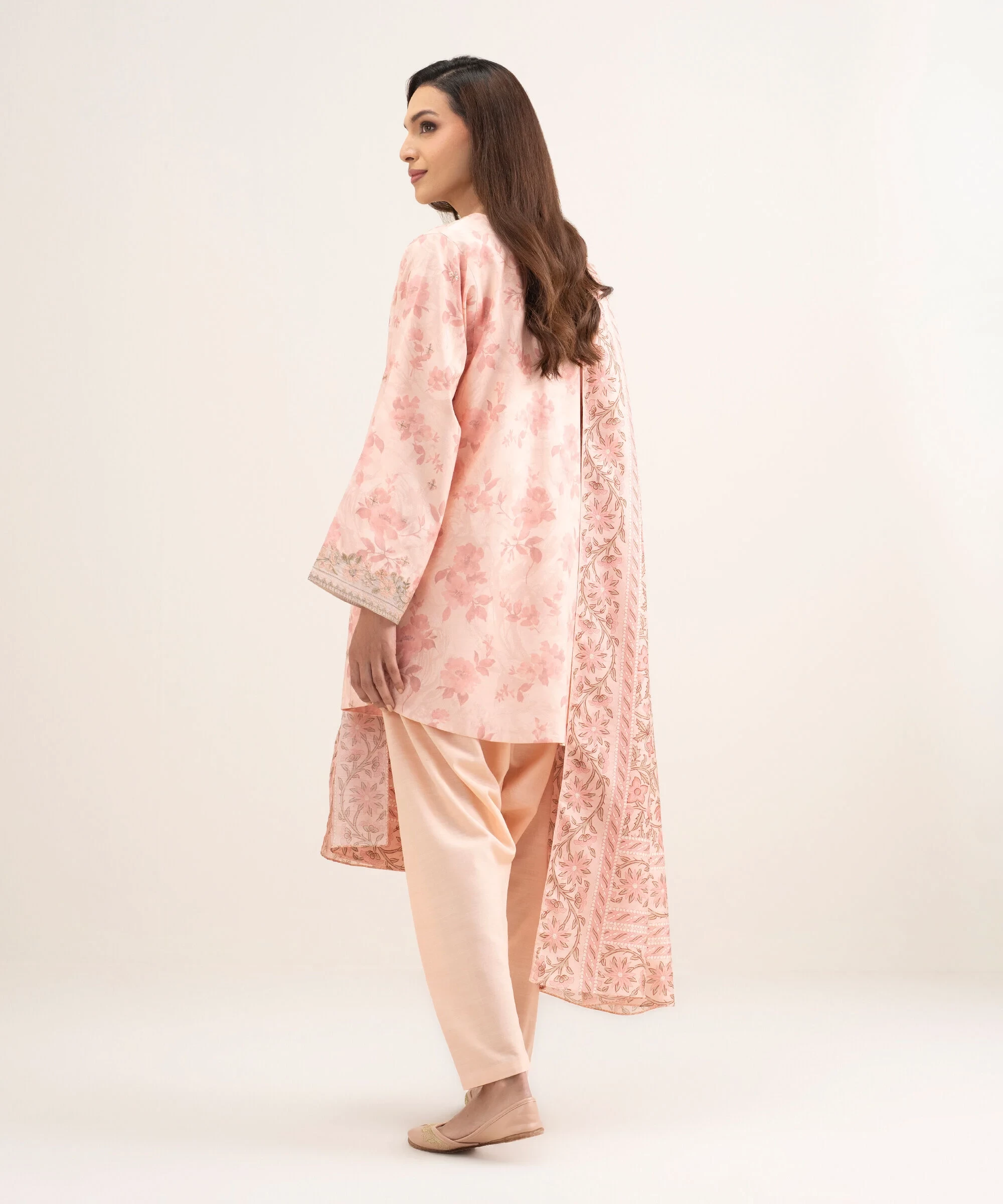 3 Piece Embroidered Raw Silk Suit -  3FELXS26V116