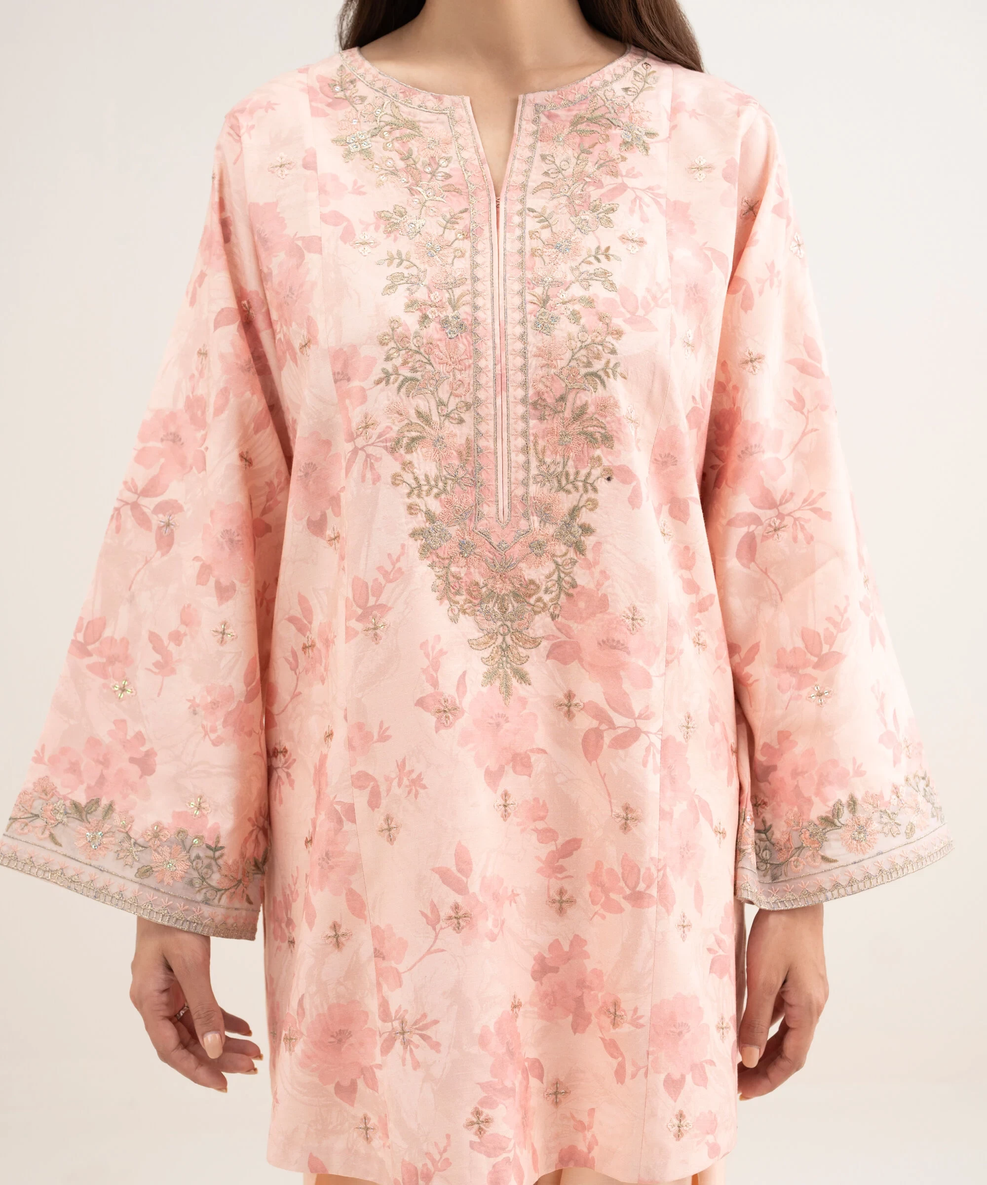 3 Piece Embroidered Raw Silk Suit -  3FELXS26V116