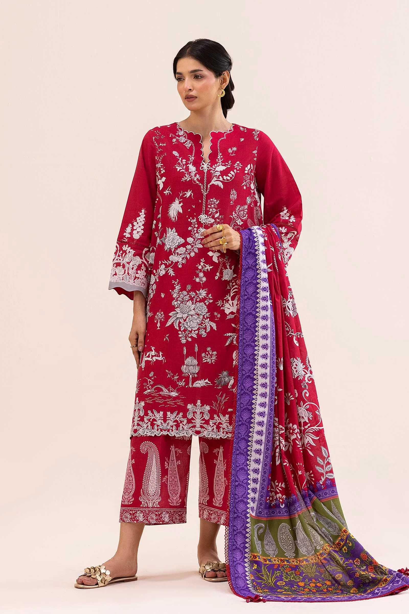 3 Piece Lawn Suit - LH261-004-AG