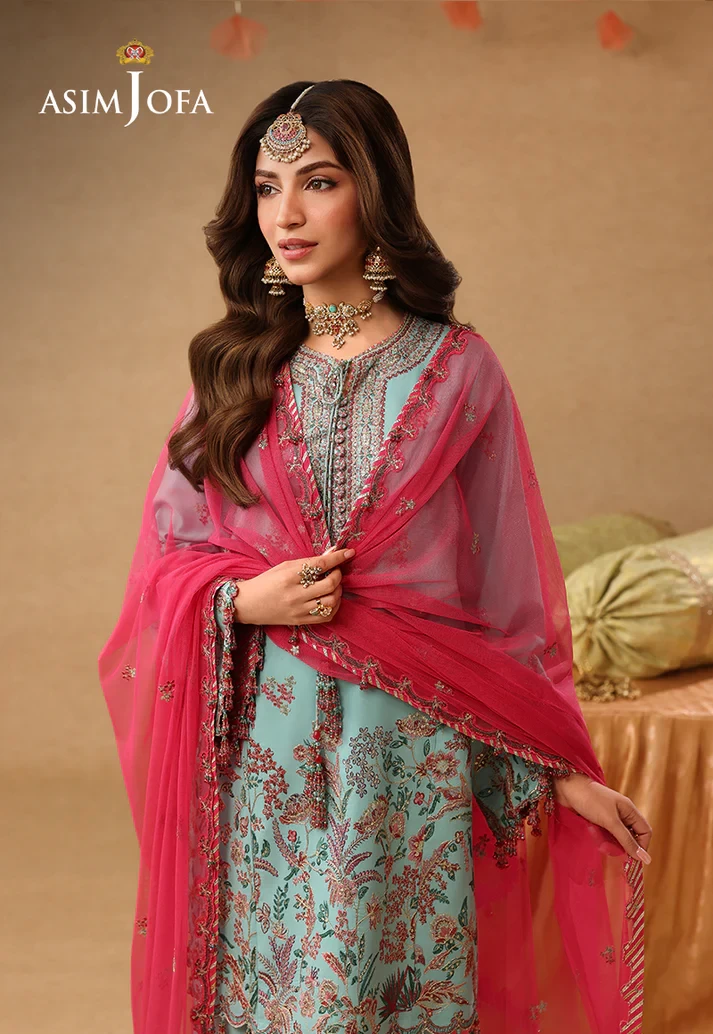 AJULIF-02 Embroidered Raw Silk 3 Pcs