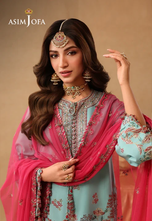 AJULIF-02 Embroidered Raw Silk 3 Pcs