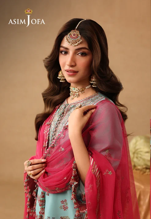 AJULIF-02 Embroidered Raw Silk 3 Pcs