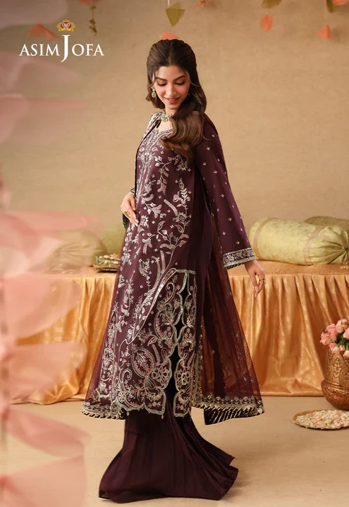 AJULIF-07 Embroidered Twisted Silk 3 Pcs