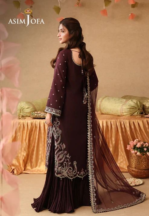 AJULIF-07 Embroidered Twisted Silk 3 Pcs