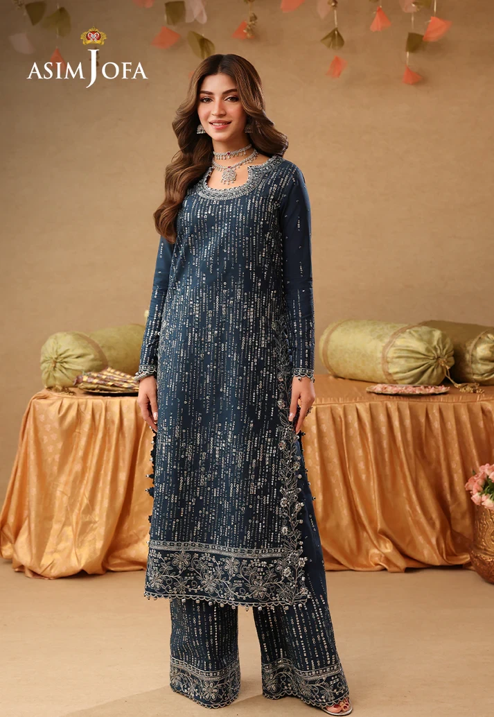 AJULIF-09 Embroidered Chiffon 2 Pcs