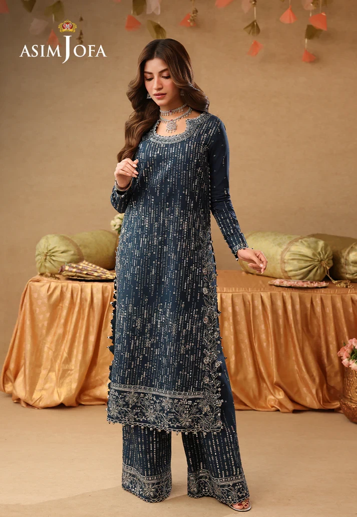 AJULIF-09 Embroidered Chiffon 2 Pcs