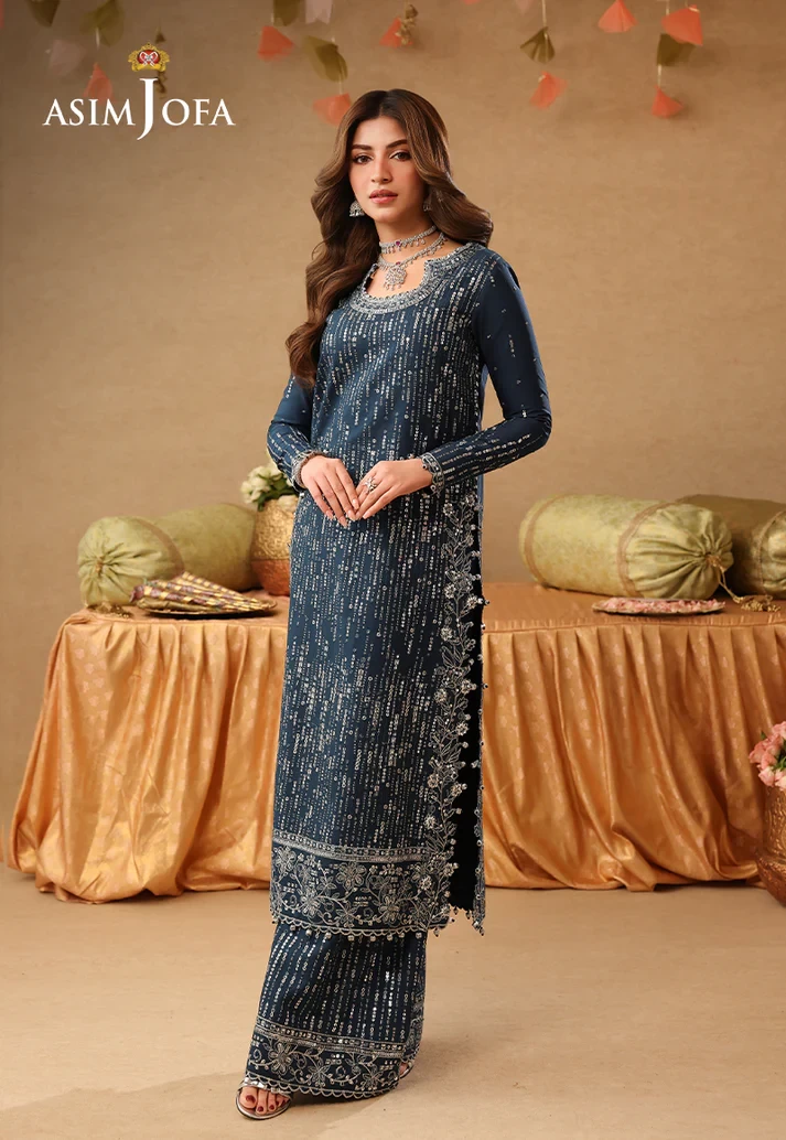 AJULIF-09 Embroidered Chiffon 2 Pcs