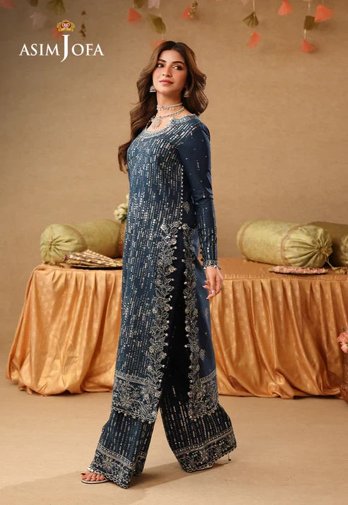 AJULIF-09 Embroidered Chiffon 2 Pcs