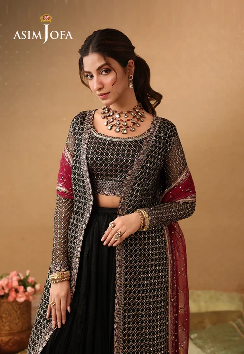 AJULIF-01 Embroidered Poly Net 3 Pcs