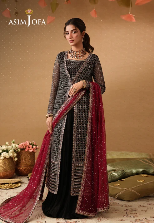 AJULIF-01 Embroidered Poly Net 3 Pcs