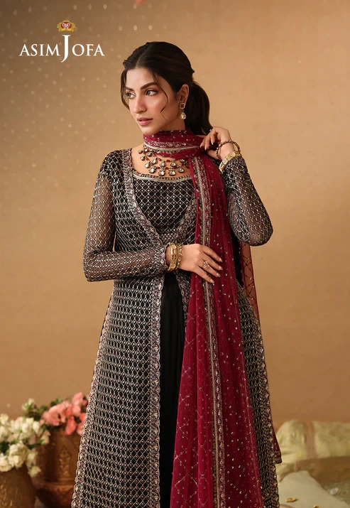 AJULIF-01 Embroidered Poly Net 3 Pcs