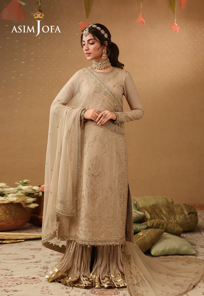 AJULIF-08 Embroidered Boski Silk 3 Pcs