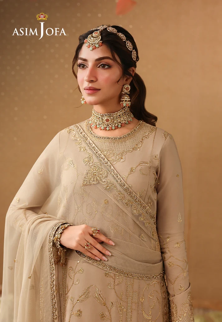 AJULIF-08 Embroidered Boski Silk 3 Pcs