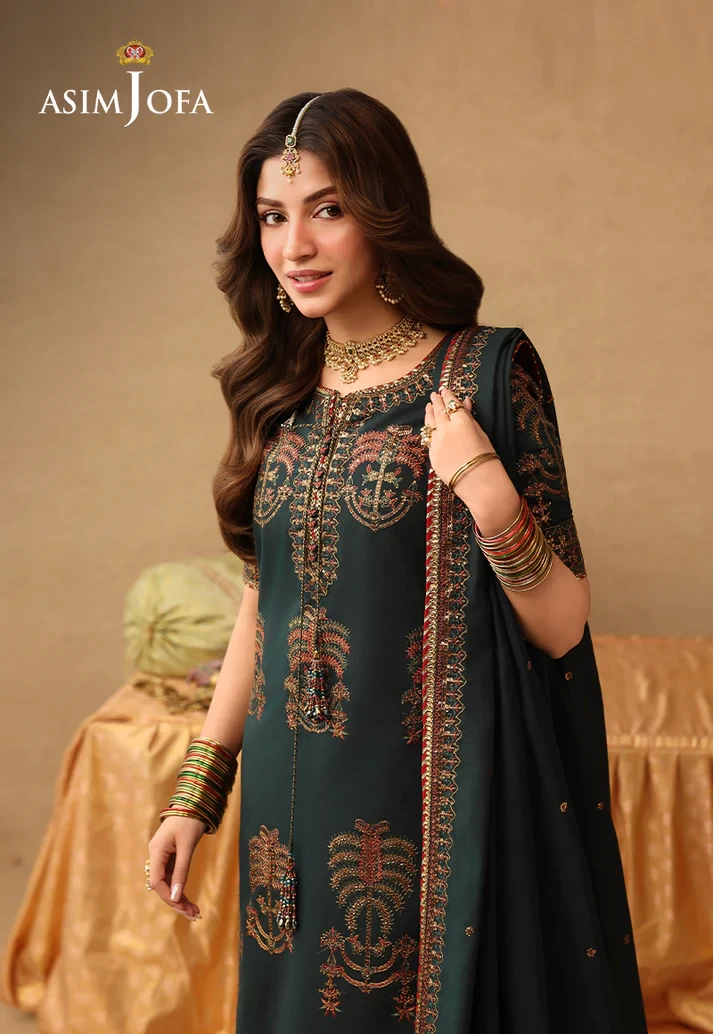 AJULIF-06 Embroidered Paper Cotton 3 Pcs