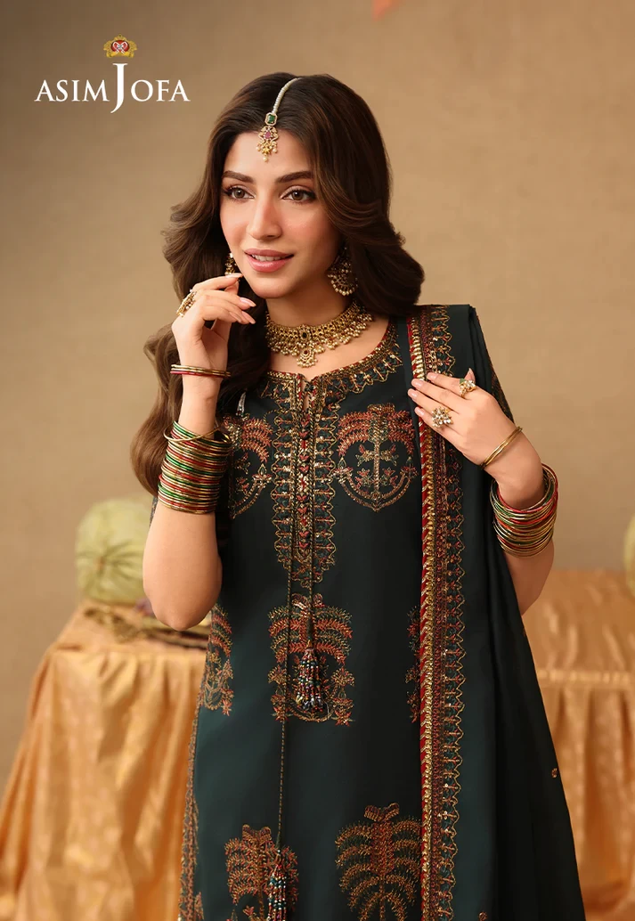 AJULIF-06 Embroidered Paper Cotton 3 Pcs