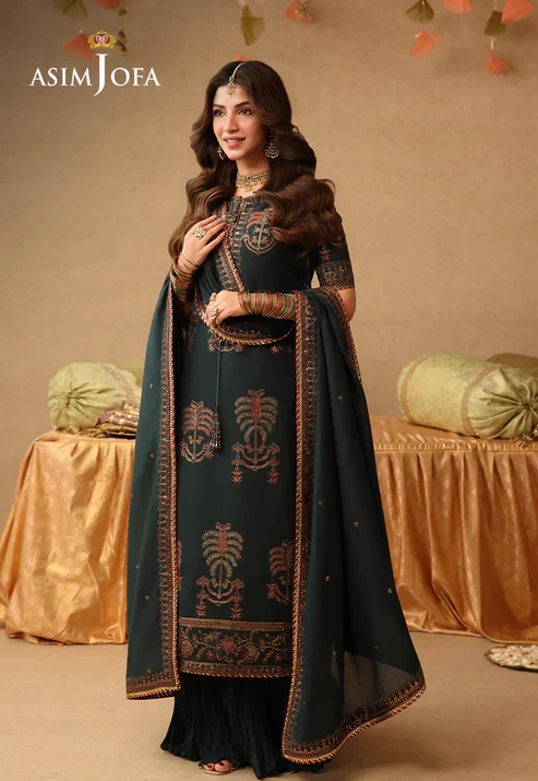 AJULIF-06 Embroidered Paper Cotton 3 Pcs