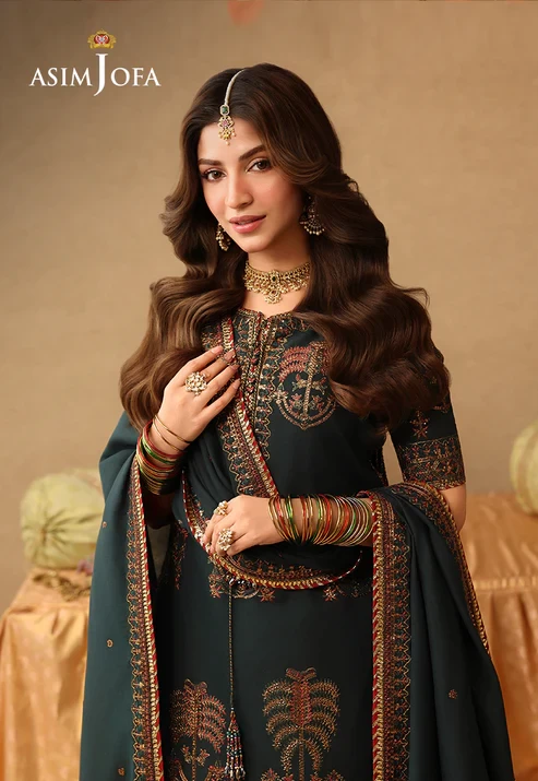 AJULIF-06 Embroidered Paper Cotton 3 Pcs