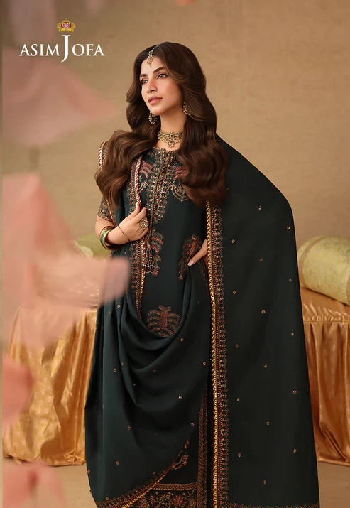 AJULIF-06 Embroidered Paper Cotton 3 Pcs