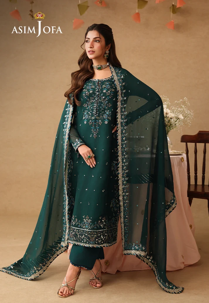 AJULIF-10 Embroidered Chiffon 3 Pcs