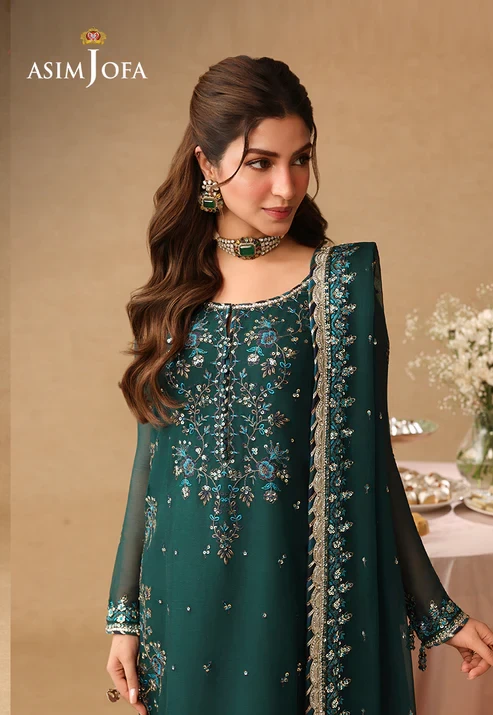 AJULIF-10 Embroidered Chiffon 3 Pcs