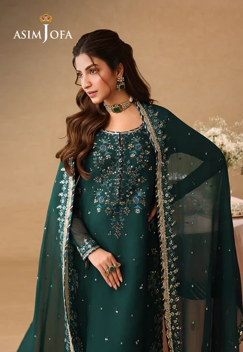 AJULIF-10 Embroidered Chiffon 3 Pcs